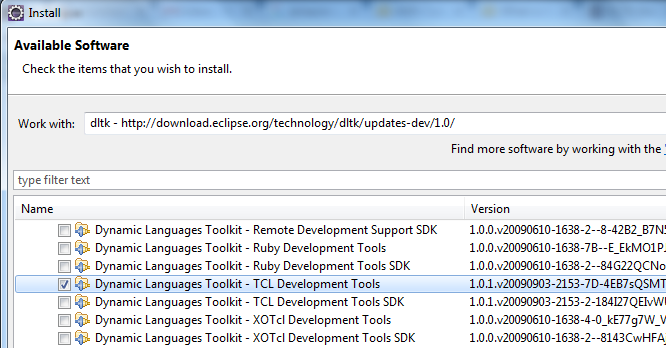 Eclipse TCL Development Tools